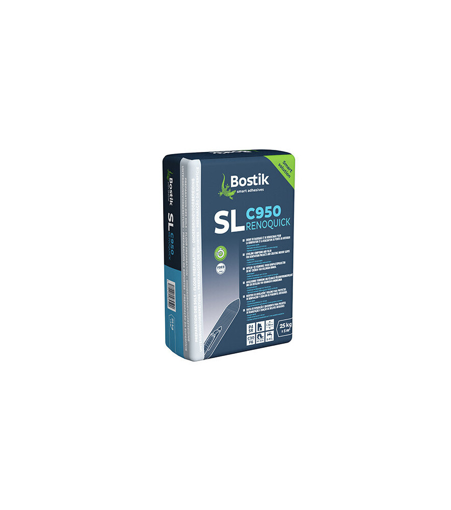 Ragréage BOSTIK SL C950 Renoquick P4S pour rénovation et réalisation de pentes en intérieur 25kg