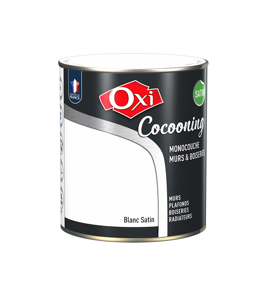 Peinture OXI murs et boiseries COCOONING satin blanc 2,5L Peinture OXI murs et boiseries COCOONING satin blanc 2,5L