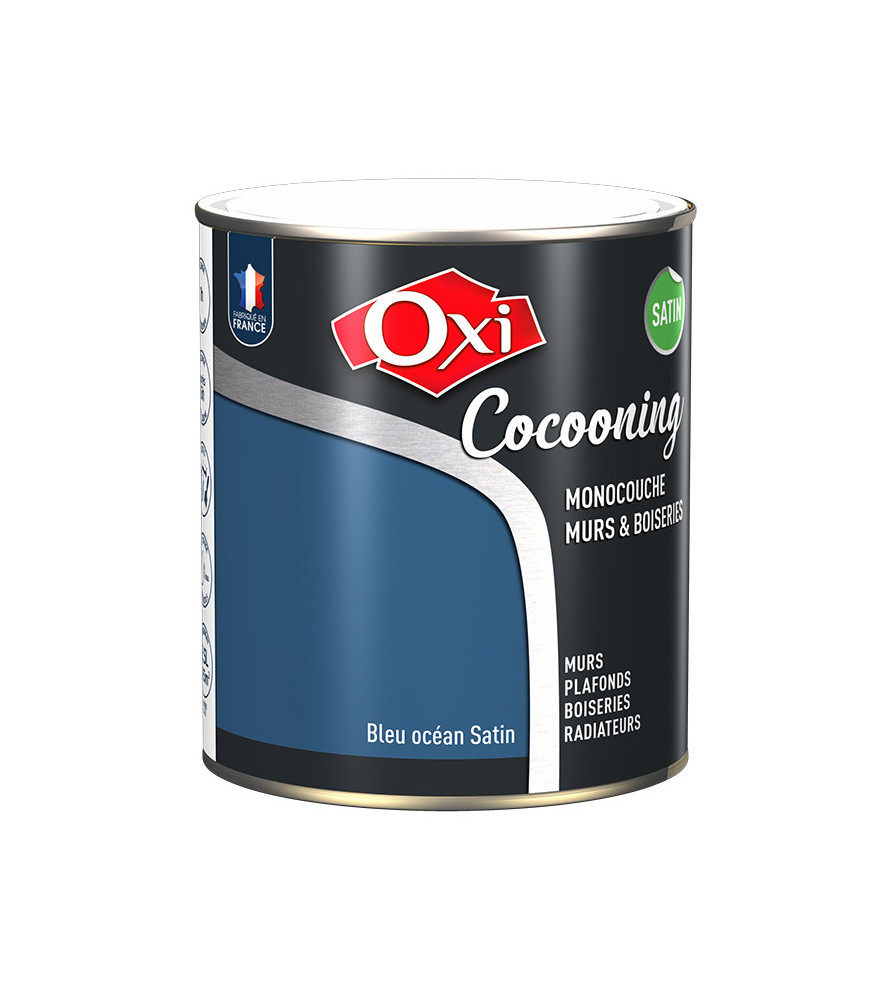 Peinture OXI murs et boiseries COCOONING satin bleu ocean 2,5L Peinture OXI murs et boiseries COCOONING satin bleu ocean 2,5L