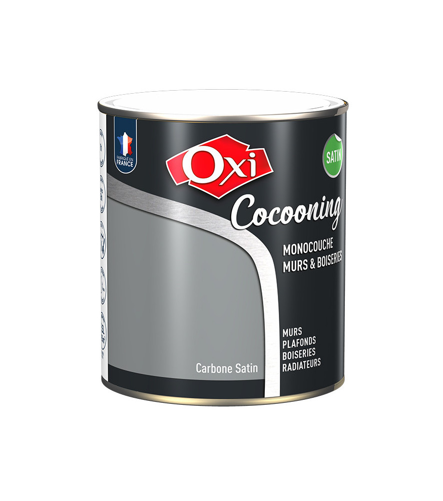 Peinture OXI murs et boiseries COCOONING satin carbone 2,5L Peinture OXI murs et boiseries COCOONING satin carbone 2,5L