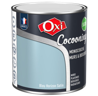 Peinture OXI murs et boiseries COCOONING satin  bleu horizon  0,5L