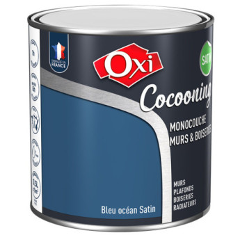 Peinture OXI murs et boiseries COCOONING satin  bleu ocean  0,5L