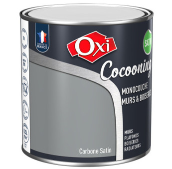 Peinture OXI murs et boiseries COCOONING satin  carbone  0,5L