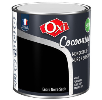 Peinture OXI murs et boiseries COCOONING satin  encre noire  0,5L