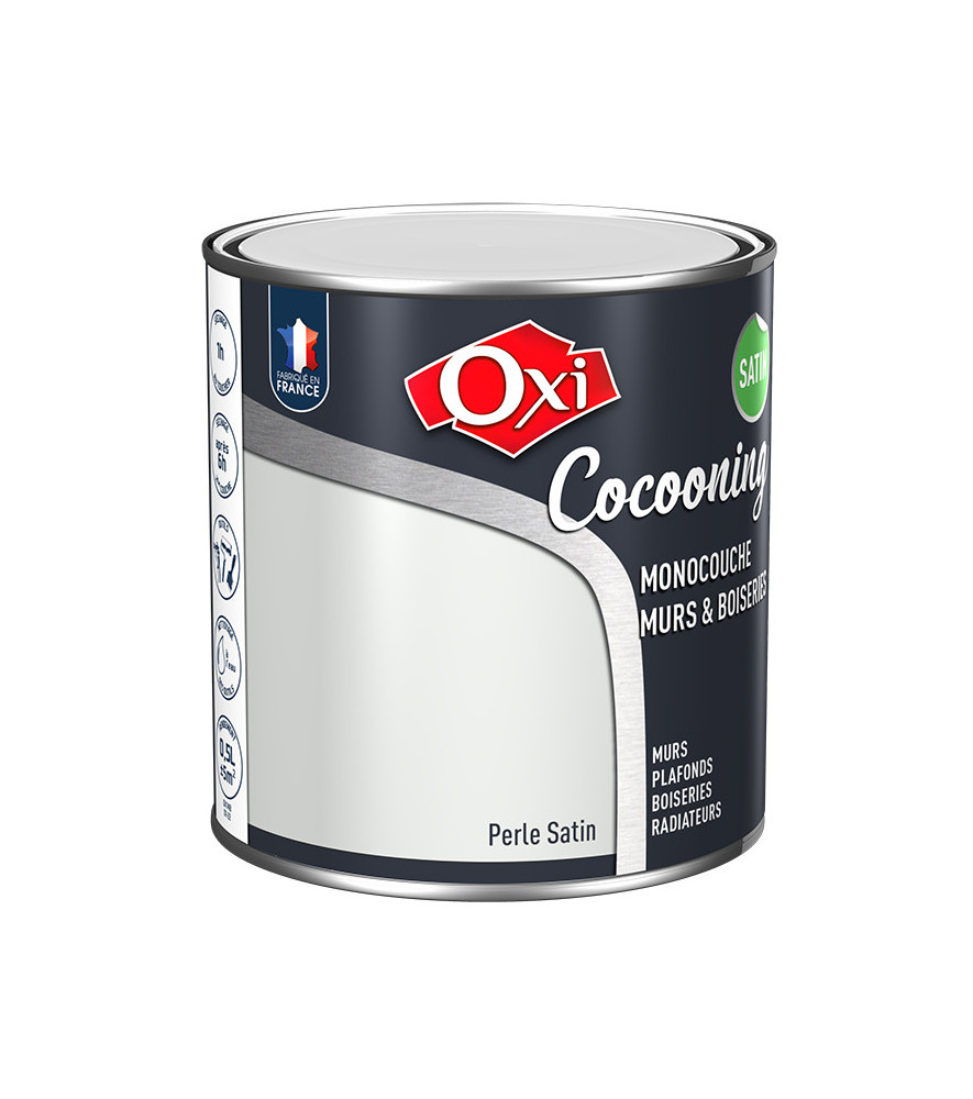 Peinture OXI murs et boiseries COCOONING satin perle 0,5L Peinture OXI murs et boiseries COCOONING satin perle 0,5L