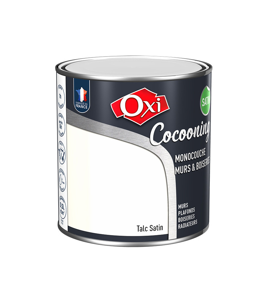 Peinture OXI murs et boiseries COCOONING satin  talc  0,5L