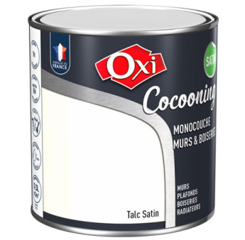 Peinture OXI murs et boiseries COCOONING satin  talc  0,5L