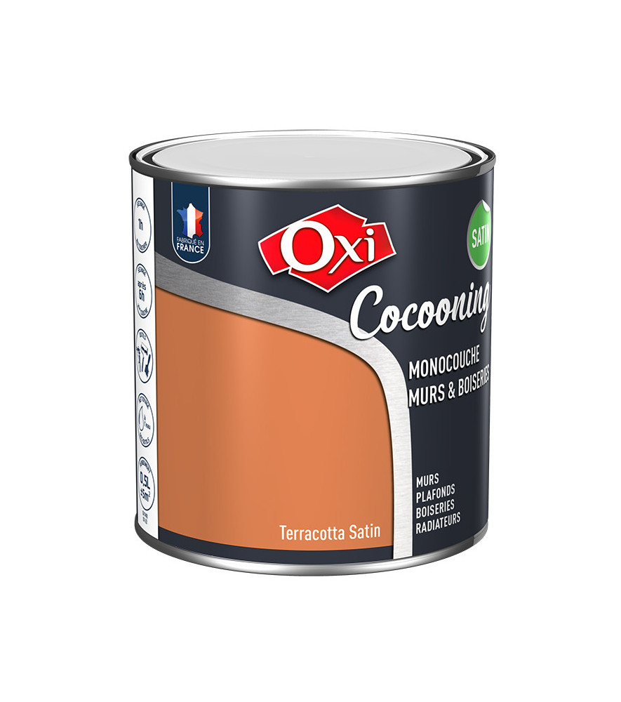 Peinture OXI murs et boiseries COCOONING satin terracotta 0,5L Peinture OXI murs et boiseries COCOONING satin terracotta 0,5L