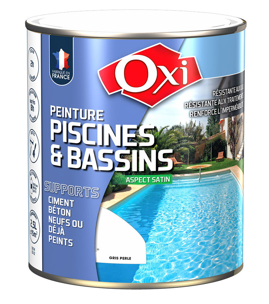 Peinture OXI spéciale piscines et bassins gris clair 2,5L Peinture OXI spéciale piscines et bassins gris clair 2,5L