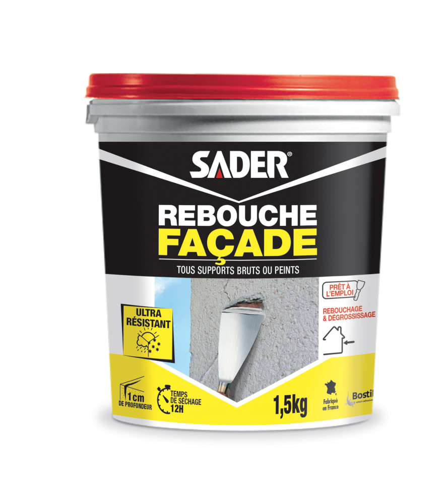 Enduit de rebouchage façade pâte SADER Gamme GSA 1,5kg Enduit de rebouchage façade pâte SADER Gamme GSA 1,5kg