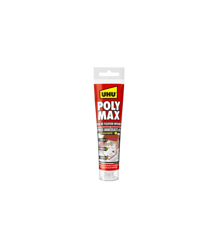 Colle Mastic POLY MAX Prise Immédiate UHU Invisible tube 115g Colle Mastic POLY MAX Prise Immédiate UHU Invisible tube 115g
