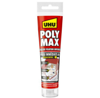 Colle Mastic POLY MAX Prise Immédiate UHU Invisible tube 115g