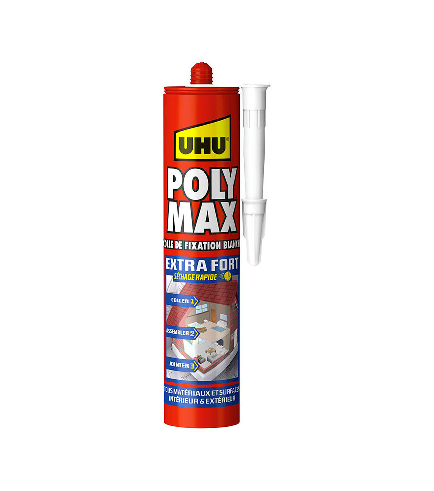 Colle Mastic POLY MAX Extra Fort UHU blanc 300g Colle Mastic POLY MAX Extra Fort UHU blanc 300g