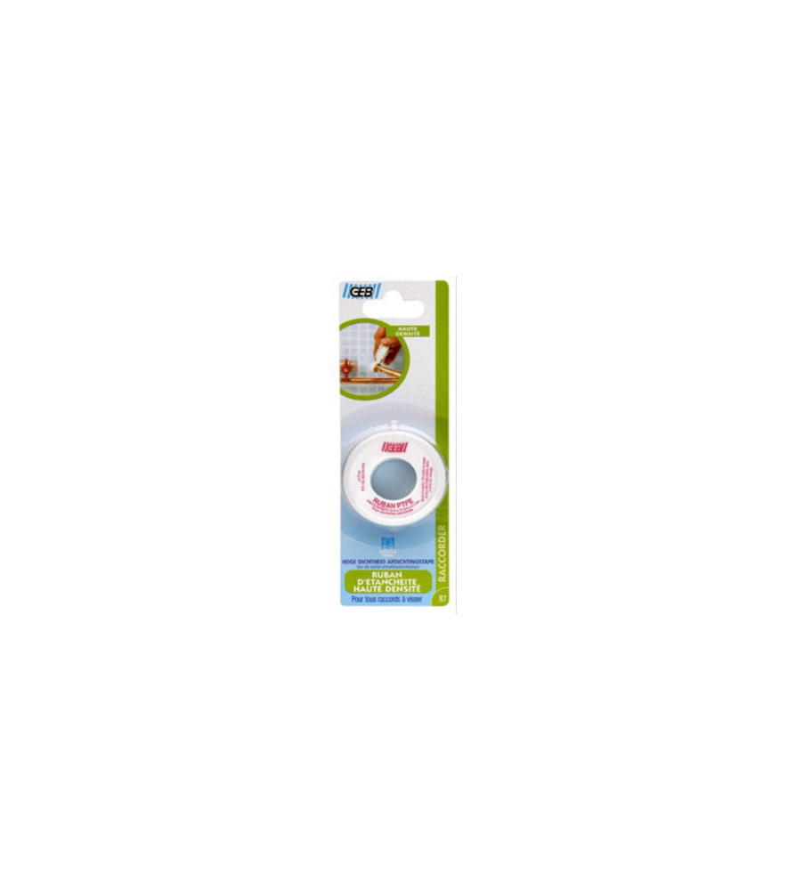 Ruban d'étanchéité GEB haute densité PTFE blister 12mmx12mx0,1mm Ruban d'étanchéité GEB haute densité PTFE blister 12mmx12mx0,1mm