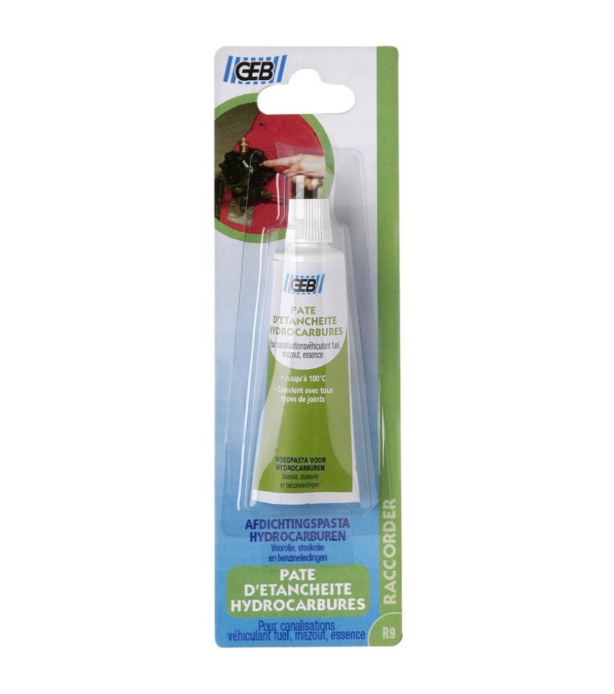 Pâte d'étanchéité hydrocarbures GEB pour raccords à visser ou joints plats métalliques 20ml Pâte d'étanchéité hydrocarbures GEB pour raccords à visser ou joints plats métalliques 20ml