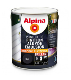 Peinture alkyde émulsion brillant ALPINA 2,5L noir