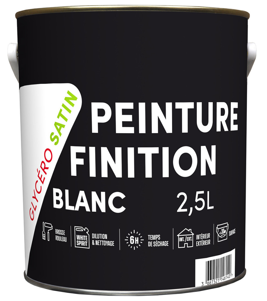 Peinture laque glycéro TDP satin blanc 2,5L Peinture laque glycéro TDP satin blanc 2,5L