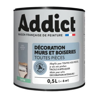 Peinture ADDICT Déco.M&Bois satin béton-gris argent 0,5L