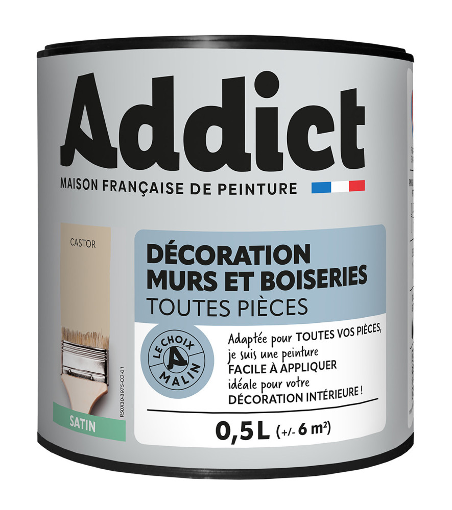 Peinture ADDICT Déco.M&Bois satin castor 0,5L Peinture ADDICT Déco.M&Bois satin castor 0,5L