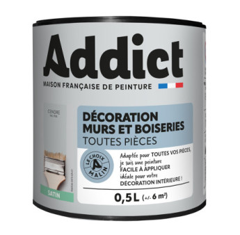 Peinture ADDICT Déco.M&Bois satin cendre 0,5L