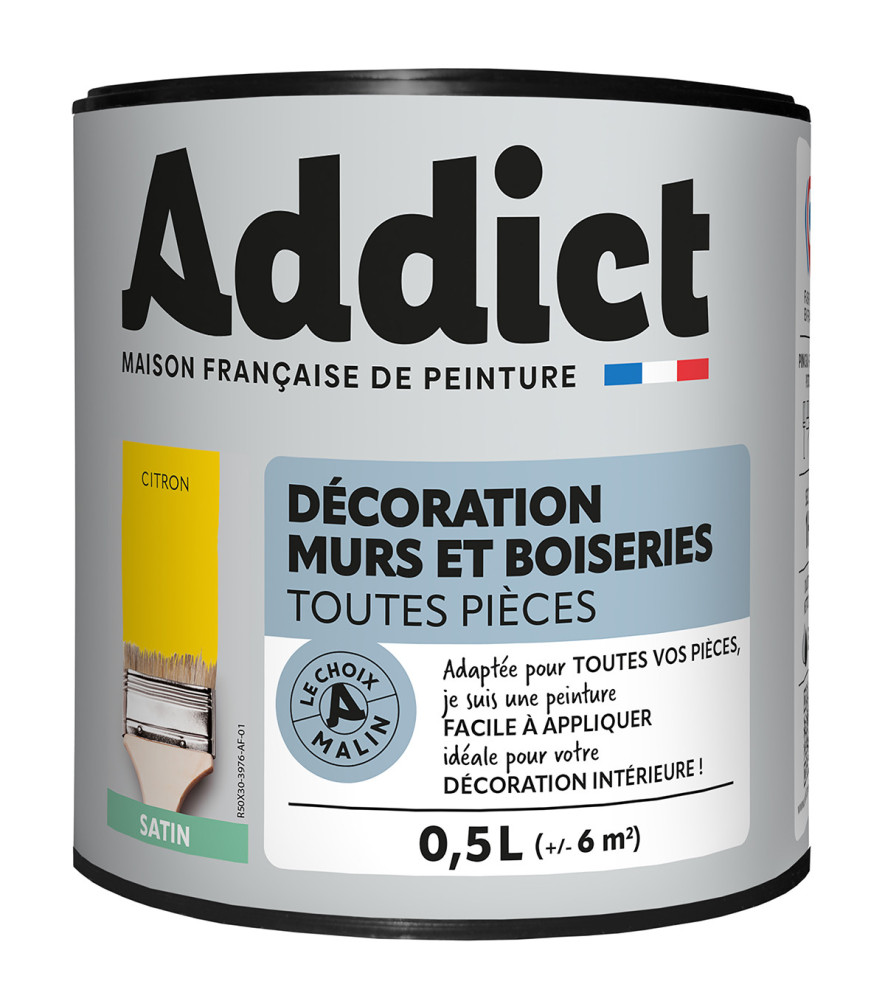 Peinture ADDICT Déco.M&Bois satin citron 0,5L Peinture ADDICT Déco.M&Bois satin citron 0,5L