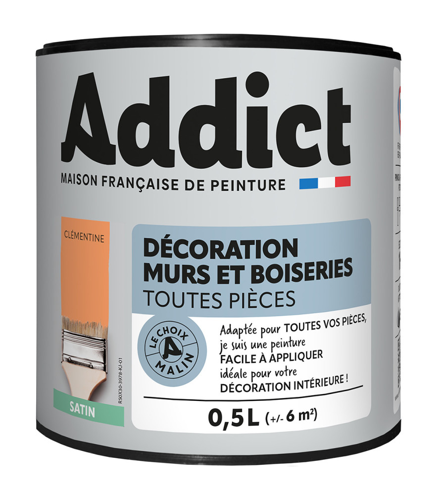 Peinture ADDICT Déco.M&Bois satin clémentine 0,5L Peinture ADDICT Déco.M&Bois satin clémentine 0,5L
