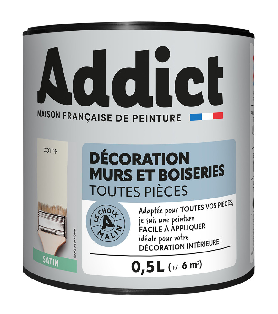 Peinture ADDICT Déco.M&Bois satin coton 0,5L Peinture ADDICT Déco.M&Bois satin coton 0,5L