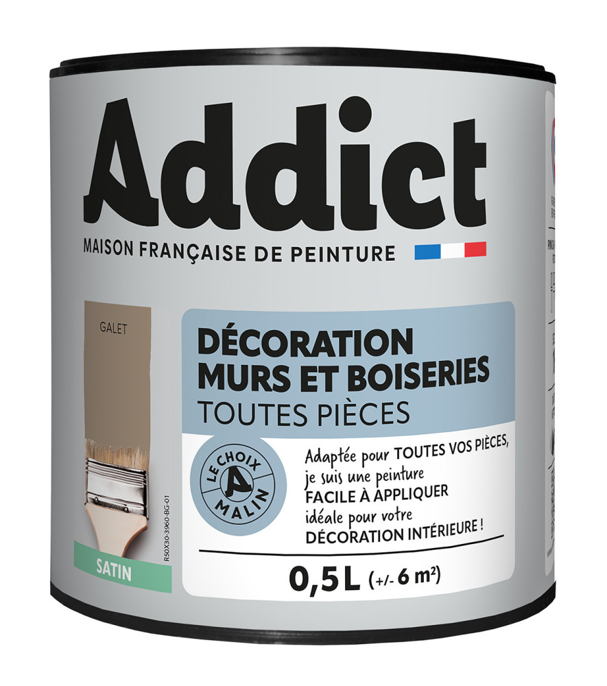 Peinture ADDICT Déco.M&Bois satin galet 0,5L Peinture ADDICT Déco.M&Bois satin galet 0,5L