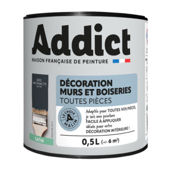 Peinture ADDICT Déco.M&Bois satin manganèse-gris anthracite 0,5L