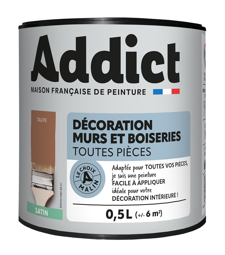 Peinture ADDICT Déco.M&Bois satin taupe 0,5L Peinture ADDICT Déco.M&Bois satin taupe 0,5L