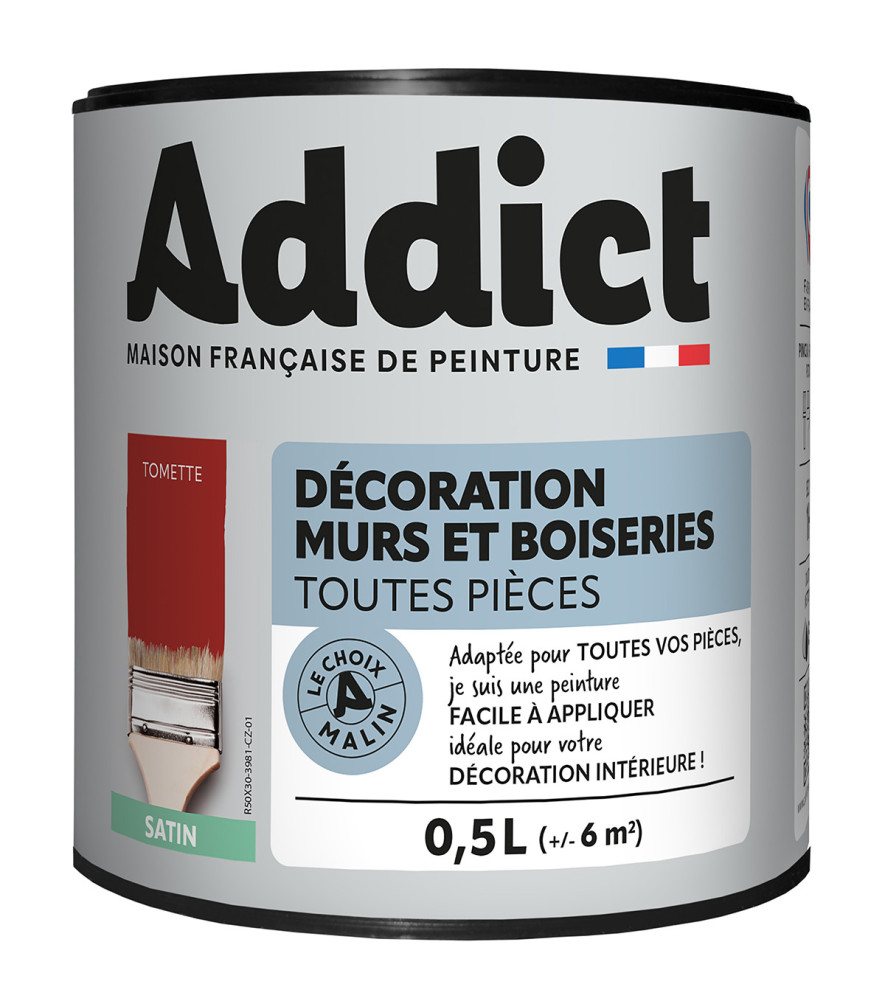 Peinture ADDICT Déco.M&Bois satin tomette 0,5L Peinture ADDICT Déco.M&Bois satin tomette 0,5L