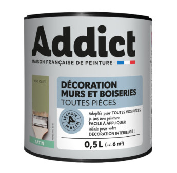 Peinture ADDICT Déco.M&Bois satin vert olive 0,5L