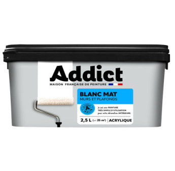 Peinture ADDICT acrylique mat monocouche blanc 2,5L