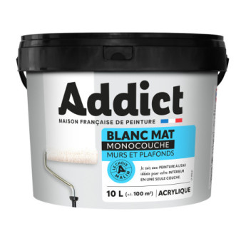 Peinture ADDICT acrylique mat monocouche blanc 10L