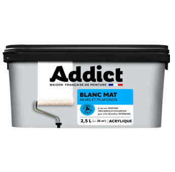 Peinture ADDICT acrylique satin monocouche blanc 2,5L