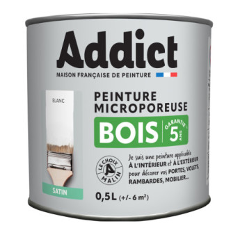 Peinture bois ADDICT glycéro satin blanc 0,5L