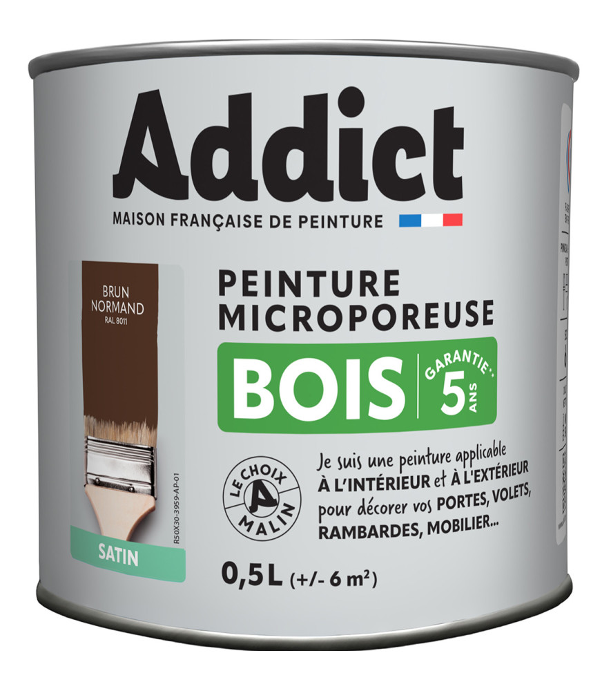 Peinture bois ADDICT glycéro satin brun normand RAL 8011 0,5L Peinture bois ADDICT glycéro satin brun normand RAL 8011 0,5L