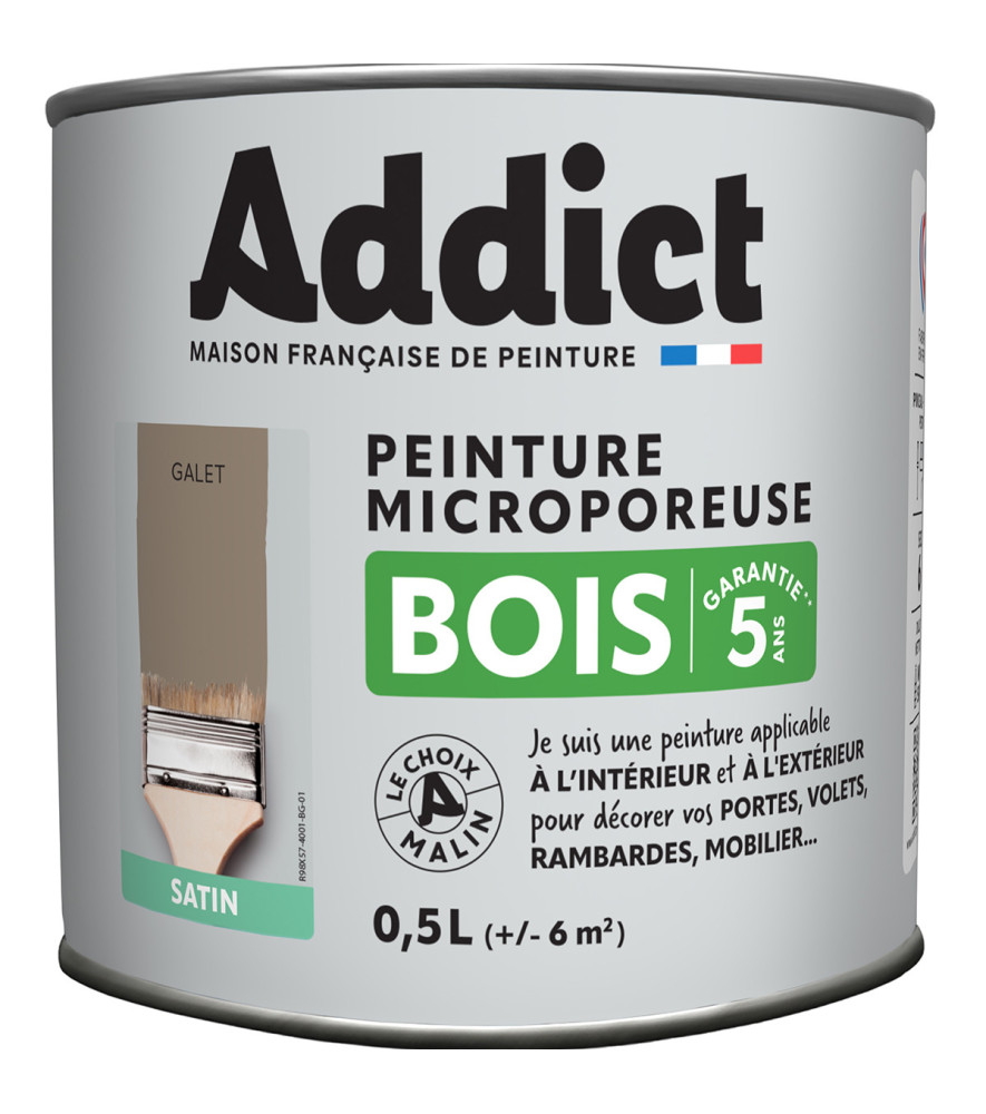 Peinture bois ADDICT glycéro satin galet 0,5L Peinture bois ADDICT glycéro satin galet 0,5L