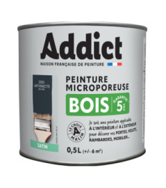 Peinture bois ADDICT glycéro satin gris anthracite RAL 7016 0,5L