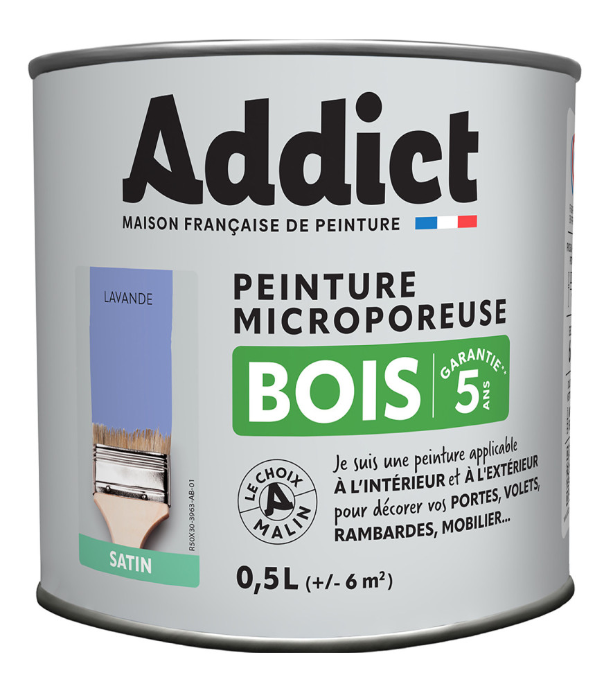 Peinture bois ADDICT glycéro satin lavande 0,5L Peinture bois ADDICT glycéro satin lavande 0,5L