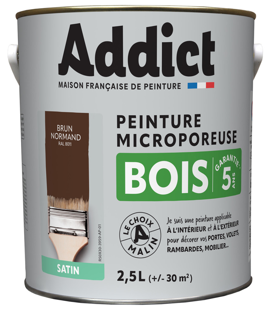 Peinture bois ADDICT glycéro satin brun normand RAL 8001 2,5L Peinture bois ADDICT glycéro satin brun normand RAL 8001 2,5L