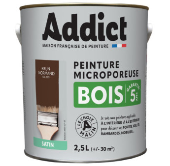 Peinture bois ADDICT glycéro satin brun normand RAL 8001 2,5L