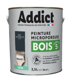 Peinture bois ADDICT glycéro satin gris anthracite RAL 7016 2,5L