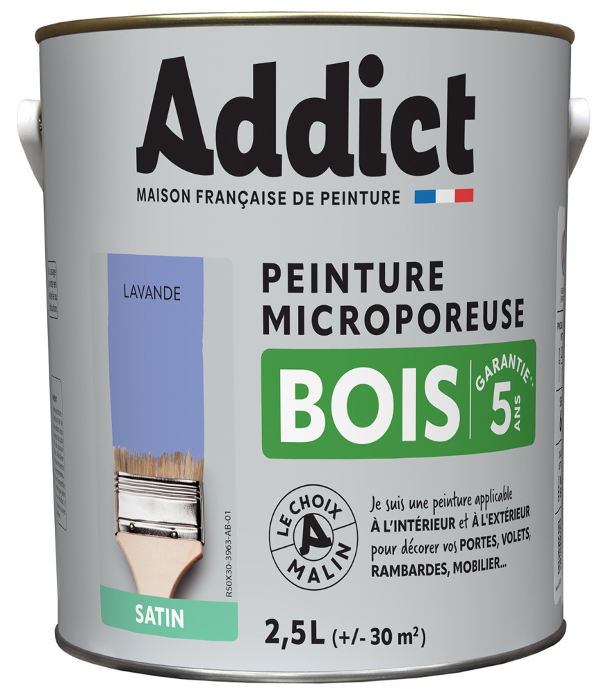 Peinture bois ADDICT glycéro satin lavande 2,5L Peinture bois ADDICT glycéro satin lavande 2,5L