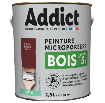 Peinture bois ADDICT glycéro satin rouge basque RAL 3009 2,5L