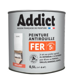 Peinture fer ADDICT glycéro brillant blanc RAL 9016 0,5L