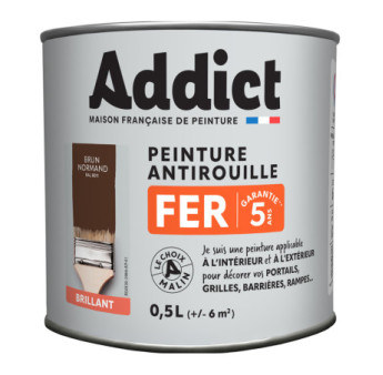 Peinture fer ADDICT glycéro brillant brun noyer-brun normand RAL 8011 0,5L