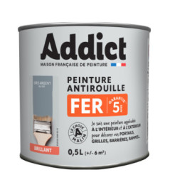 Peinture fer ADDICT glycéro brillant gris argent RAL 7001 0,5L