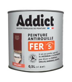 Peinture fer ADDICT glycéro brillant rouge oxyde RAL 3009 0,5L