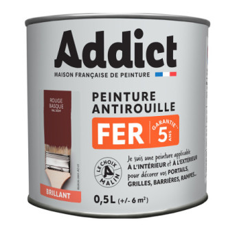 Peinture fer ADDICT glycéro brillant rouge oxyde RAL 3009 0,5L